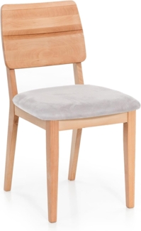 Möbel-Eins NETRON Esstischstuhl, Material Massivholz/Bezug Kunstleder silvercreme Kernbuche