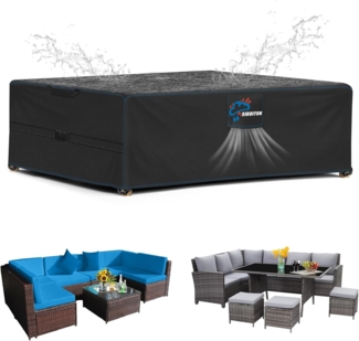 SIRUITON 200 x 160 x 70 cm Gartenmöbel Abdeckung mit Belüftungsöffnungen, Wasserdicht, Winddicht, UV-Beständiges, Schwerlast,Reißfest 420D Oxford Abdeckplane Gartenmöbel, Abdeckung Gartenmöbel Winterfest