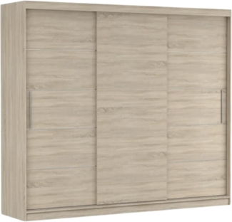 Fabryka Mebli Idźczak Schwebetürenschrank Alba 250, Schiebetürenschrank, Kleiderschrank mit Kleiderstange und Einlegeboden, Schlafzimmerschrank, Schiebetüren, Modern Design (Sonoma/Sonoma)