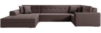 Designer Sofa Velio mit Schlaffunktion Stoff Dunkelbraun Links