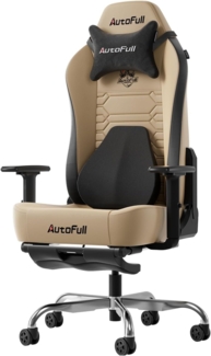 AutoFull Gaming Stuhl Bürostuhl Gamer Ergonomischer Schreibtischstuhl PC-Stuhl mit hoher Rückenlehne und Lendenwirbelstütze,Einstellbare Sitzhöhe und Rückenlehnenneigung, Fußstütze,Braun