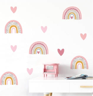 Little Deco Wandtattoo viele Regenbogen mit Herzchen I Wandbild 200x104 cm (BxH) I Wandaufkleber Sticker Mädchen Wandsticker Herz Kinderzimmer Deko Aufkleber Baby DL486