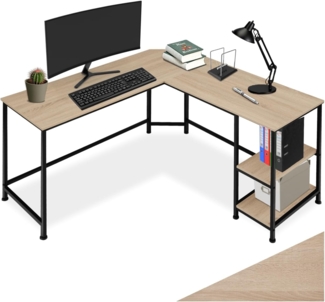 tectake Schreibtisch Computertisch Hamilton 138x138x75,5cm (1-St, 1 tlg), Platzsparender Eckschreibtisch im luftig-leichten Industrie-Design
