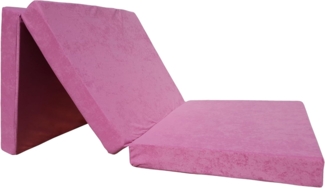 Natalia Spzoo – gemütliche Faltmatratze für einen erholsamen Schlaf – Klappmatratze mit Schaumstoffkern & abnehmbarem Bezug – 3-teilige klappbare Schlafmatte 195 x 65 x 8 cm (Pink 1227)