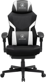 GTPLAYER Gaming-Stuhl ergonomischer Bürostuhl mit Fußstütze, Gaming Sessel aus Stoff, Schreibtischstuhl mit Netzrückenlehne