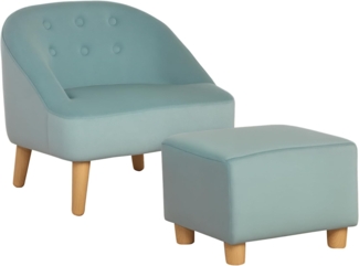 HOMCOM Sessel Kindermöbel, Kinderzimmer, Samtoptik Eukalyptusholz Grün (Kindersessel, 2-St, Kindersofa), 51L x 51B x 50H cm