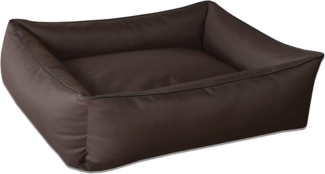 BedDog Hundebett MAX, großes Hundekörbchen aus Cordura, waschbares Hundebett mit Rand, Hundesofa vier-eckig (L) ca. 80 x 65 x 18 cm, CHOCOLATE (braun)