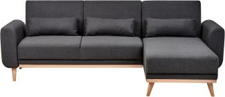 Beliani 'Ollsta' Ecksofa mit Schlaffunktion, Stoff, 88 x 147 x 258 cm, Schwarz, Rechts