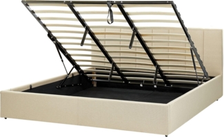 Bett mit Stauraum DREUX 180 x 200 cm Stoff Beige