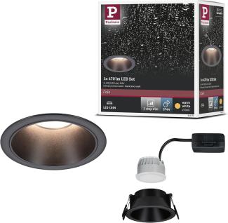 Paulmann 94871 LED Einbauleuchte Cole Coin 2700K schwarz 3-Step-Dim IP44