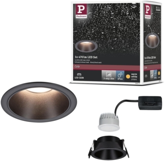 Paulmann 94871 LED Einbauleuchte Cole Coin 2700K schwarz 3-Step-Dim IP44