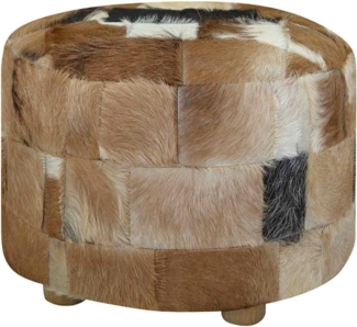 vidaXL Hocker Echtleder Rund 50x50x45 cm 244548