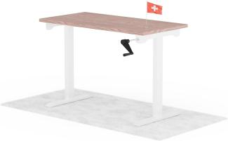 manuell höhenverstellbarer Schreibtisch EASY 120 x 60 cm - Gestell Weiss, Platte Walnuss