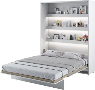 MEBLINI Schrankbett Bed Concept - BC-12 - 160x200cm Vertikal - Weiß Hochglanz/Weiß - Wandbett mit Lattenrost - Klappbett mit Schrank - Wandklappbett - Murphy Bed - Bettschrank