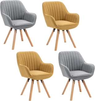 MEUBLE COSY Esszimmerstühle Drehbar 4er Set Küchenstuhl Polsterstuhl Drehstuhl mit Armlehne Sessel Schminkstuhl aus Stoff Massivholzbeine für Esszimmer Wohnzimmer Arbeitszimmer, Bunt