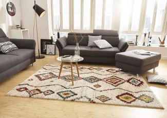 Hochflor Teppich Langflor Geometric creme - 120x170x3cm