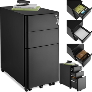 tectake Rollcontainer Aktenrollschrank, aus pulverbeschichtetem Stahl