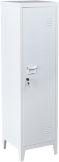 BAKAJI Ankleideschrank aus Metall, Tür mit Schlüssel, 3 Innenfächer, Maße 138 x 38,5 x 38,5 cm (weiß)