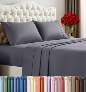 Utopia Bedding Bettwäsche-Set für King-Size-Bett, 4-teilig, gebürstete Mikrofaser, schrumpft und lichtbeständig, pflegeleicht (King-Size-Bett, Grau)