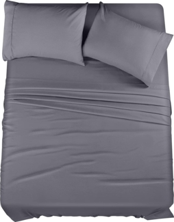 Utopia Bedding Bettwäsche-Set für King-Size-Bett, 4-teilig, gebürstete Mikrofaser, schrumpft und lichtbeständig, pflegeleicht (King-Size-Bett, Grau)