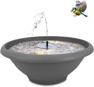 matches21 HOME & HOBBY Wasserspiel XL 50cm Outdoor Solar Brunnen Set, (2 tlg), Große Schale in grau als Garten-Brunnen