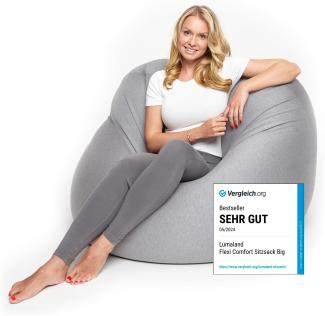 Lumaland Flexi Comfort Sitzsack - Premium Bean Bag Sitzkissen Medium - 142 x 84 cm - Hellgrau