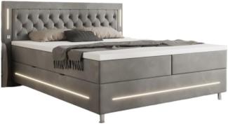 Boxspringbett Vito mit RGB, USB und Stauraum 160x200 Grau H3