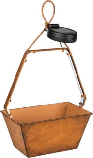 LED Solarlampe Außenleuchte, Korb, rostfarben, H 34,5 cm