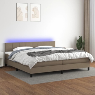 Boxspringbett mit Matratze & LED Stoff Taupe 200x200 cm, Härtegrad: H2 [3133185]