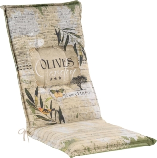 GO-DE Sesselauflage 120 x 50 x 7 cm grün beige Auflage Polster Kissen Sessel