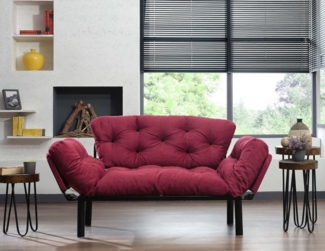 Divano letto 2 posti Zeeusis, Sofà trasformabile, Divanetto per ospiti, Poltrona letto contenitore, 155x70 h85 cm, Rosso
