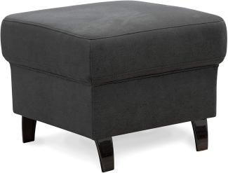 Cavadore Hocker Ammerland, Polsterhocker, Fußbank für Wohnzimmer passend zur Wohnlandschaft Ammerland, 58 x 48 x 58, lederoptik dunkelgrau