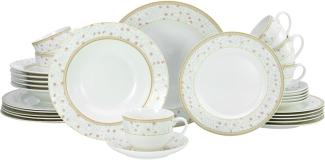 CreaTable 17529 Kombiservice Emilia für 6 Personen, Porzellan, creme-weiß (1 Set, 30-teilig)