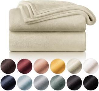 Blumtal Kuscheldecke aus Fleece - hochwertige Decke, Oeko-TEX® Zertifiziert in 220 x 240 cm, Kuscheldecke flauschig als Sofadecke, Tagesdecke oder Winterdecke, Sand - beige