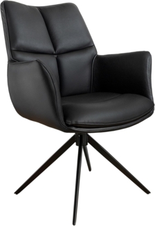 riess-ambiente Esszimmerstuhl PAPILLON schwarz · 360° drehbarer Stuhl mit Echtlederbezug (Einzelartikel, 1 St), Polsterstuhl mit Armlehne · Metallgestell · Modern Design