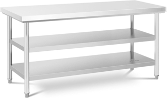 Royal Catering Arbeitstisch 180x60 cm Edelstahltisch 600 kg Edelstahl Zerlegetisch 3 Ebenen