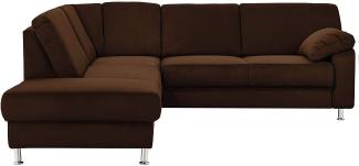 Cavadore Ecksofa Belfast mit Ottomane links / Polsterecke mit Federkern / 243 x 88 x 218 / Mikrofaser Braun