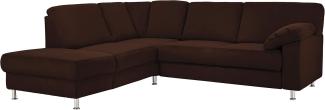 Cavadore Ecksofa Belfast mit Ottomane links / Polsterecke mit Federkern / 243 x 88 x 218 / Mikrofaser Braun