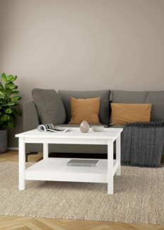 Dmora - Wohnzimmertisch Leonie, Niedriger Wohnzimmertisch, Kaffeeregal, Couchtisch für Sofa, 81x81 h45 cm, Weiß