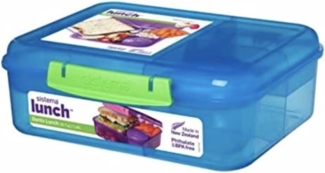 Lunchbox „Bento“ von Sistema - zum Mitnehmen mit Frucht/Joghurt-Becher, 1,65 l, plastik, Mehrfarbig, 18.5 x 21.8 x 7.7 cm