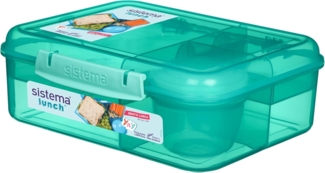 Lunchbox „Bento“ von Sistema - zum Mitnehmen mit Frucht/Joghurt-Becher, 1,65 l, plastik, Mehrfarbig, 18.5 x 21.8 x 7.7 cm