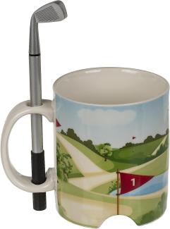 Kaffeetasse Golfplatz ca. 10x8 cm mit Zubehör Tischgolf Tasse aus Steingut