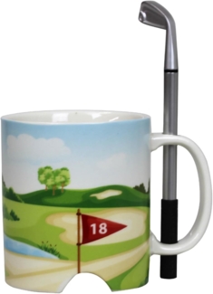 Kaffeetasse Golfplatz ca. 10 x 8 cm mit Zubehör Tischgolf Tasse aus Steingut