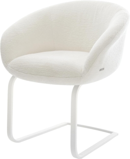 Freischwinger Vinka-Flex mit Armlehnen Bouclé Soft Beige Freischwinger flach Weiß Taschenfederkern