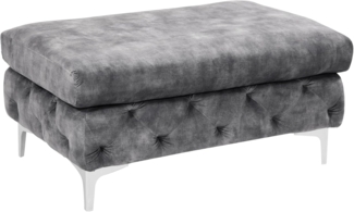 riess-ambiente Fußhocker MODERN BAROCK 92cm dunkelgrau / silber - Samt, Federkern, Chesterfield (Einzelartikel, 1 St), Hocker mit Ziersteppung - ideal für Modern Barock Schlaf- & Wohnzimmer