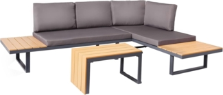 riess-ambiente Sitzgruppe IBIZA MODULAR LOUNGE 250cm anthrazit / grau / natur, (Set, 3-tlg), Gartenmöbel-Sets · wetterfest · Lounge · Outdoor · inkl. Sofa & Tisch