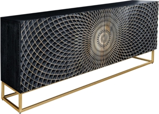 riess-ambiente Sideboard ILLUSION 180cm schwarz / gold (Einzelartikel, 1 St), Massivholz · Metall · Stauraum · Front Design · handmade · Wohnzimmer