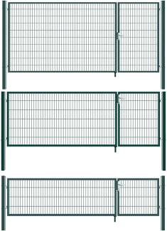 Gartentor Zauntor Einfahrtstor Stabmattenzaun Doppelflügel Grün 3,5 m Breite 1600 x 3500 mm