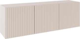 Selsey TV Lowboard 150 cm Kaschmirbeige Geriffelte Fronten Push-to-Open System Ideal für Wohnzimmer Fernsehschrank mit Robuster ABS-Kante Stauraum für Technik, Medien, Alltagsgegenstände