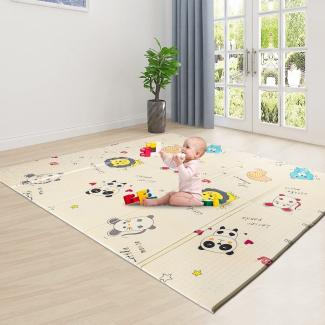 Aurorast Spielmatte Baby,Faltbare Krabbelmatte für Babygymnastik,Extra froßer Spielteppich für den Innen- und Außeneinsatz,Babymatte Doppelseiten spielbar, Wasserdicht, rutschfest, 200 * 180cm